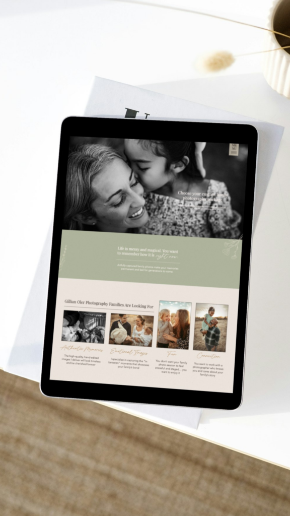 ipad view of website design for photographer