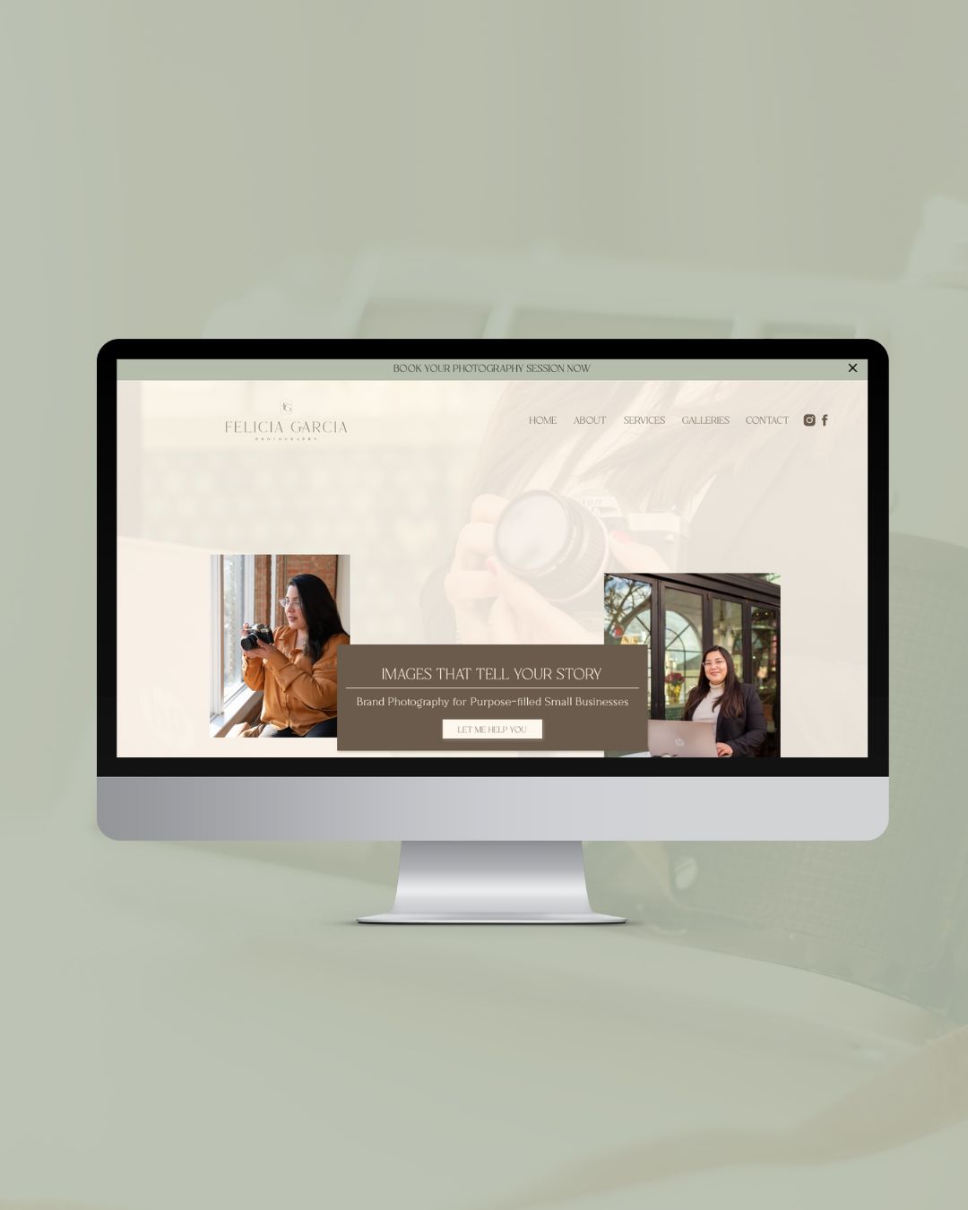 desktop view of showit website for local small business