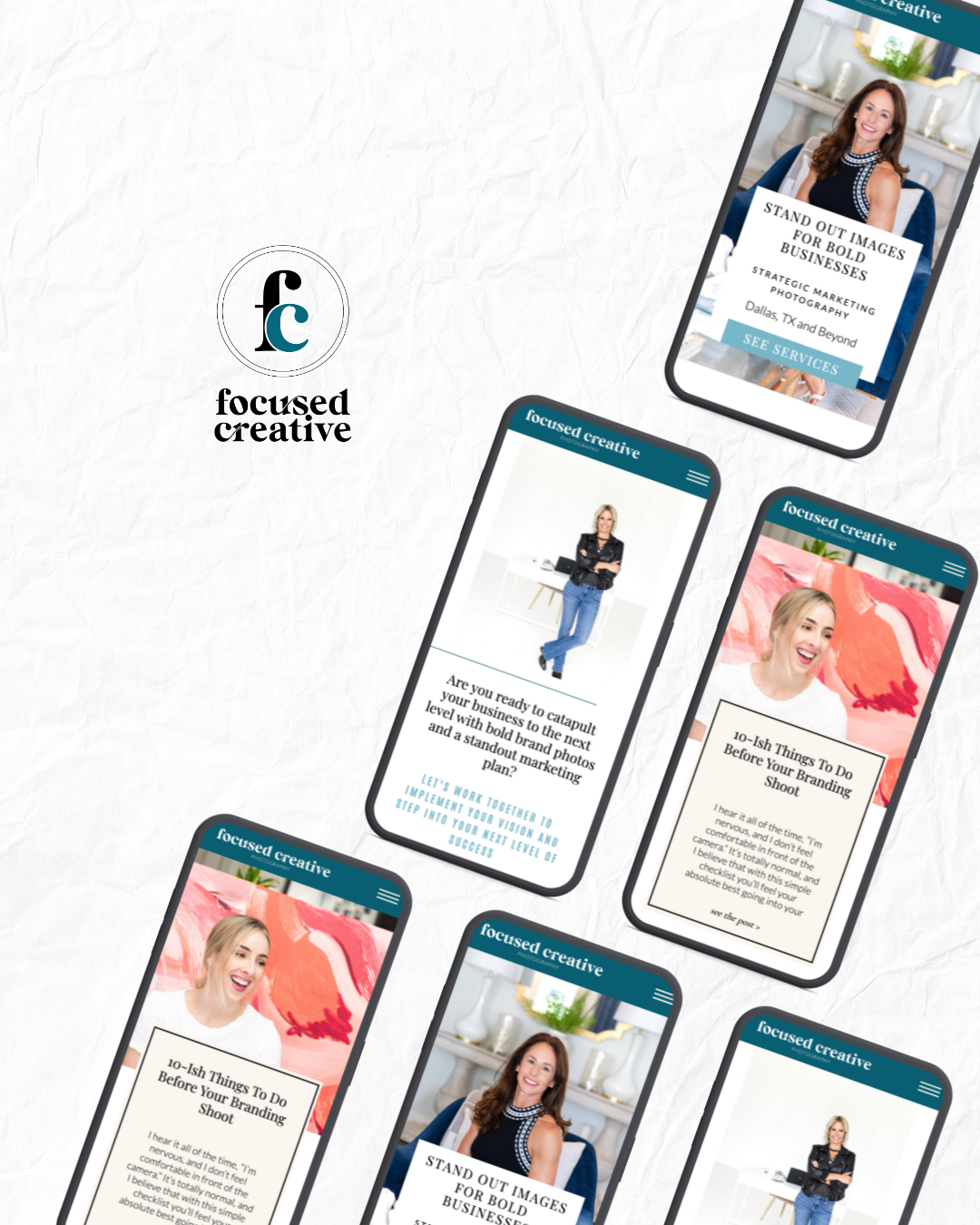 website displayed on mobile for focused creative photography