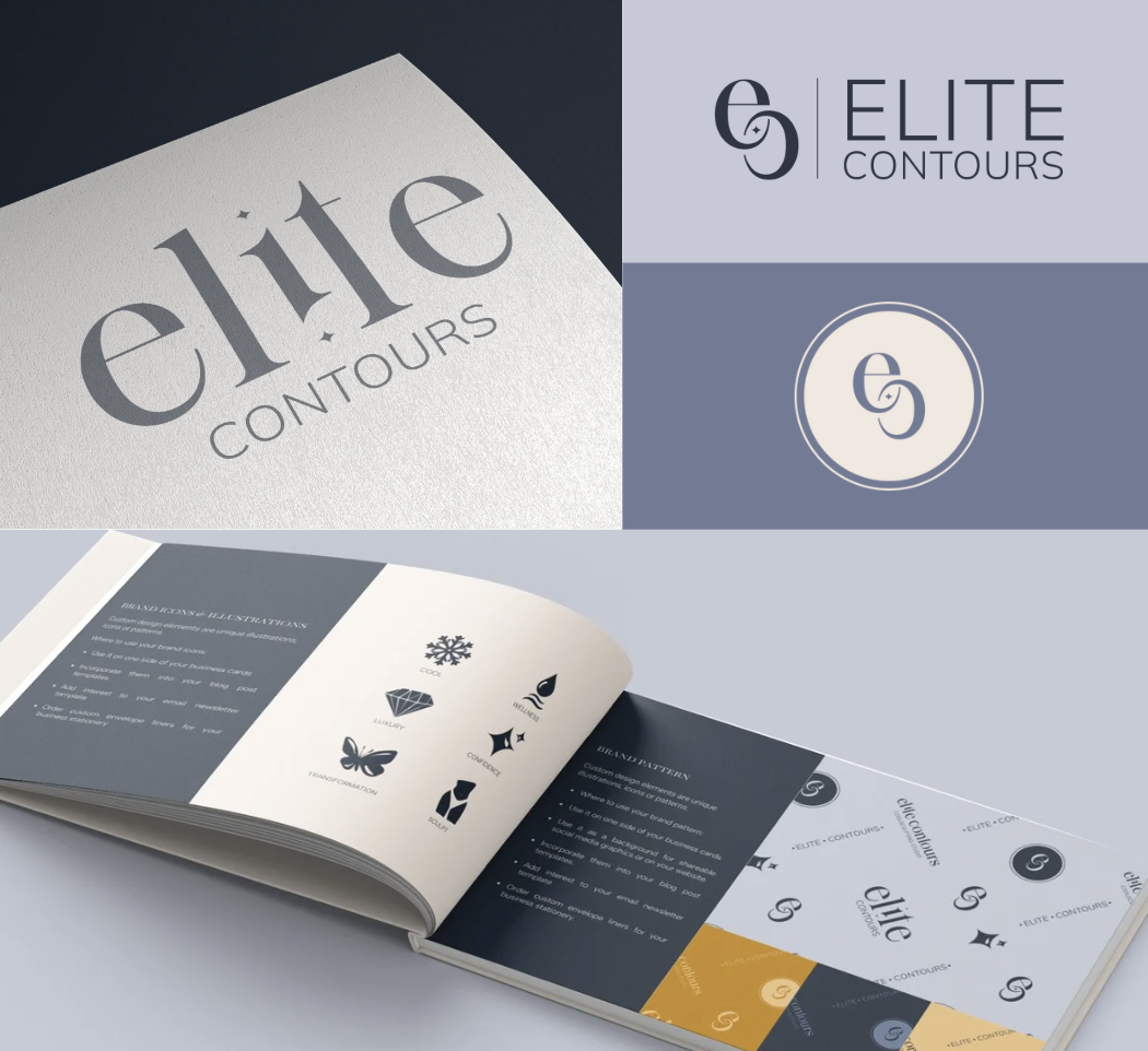 fonts, text, and a branding guideline for elite contours 