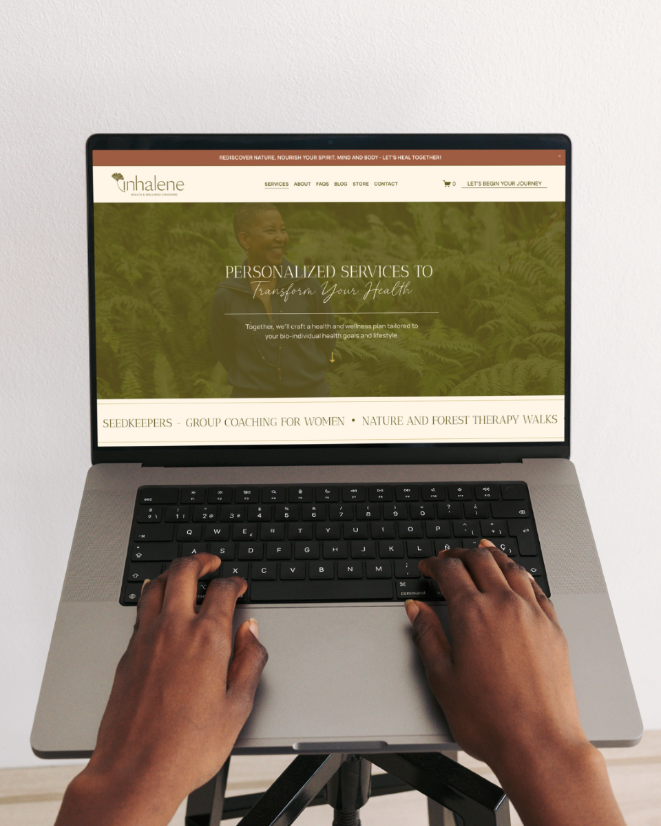 a laptop displaying the website for inhalene 