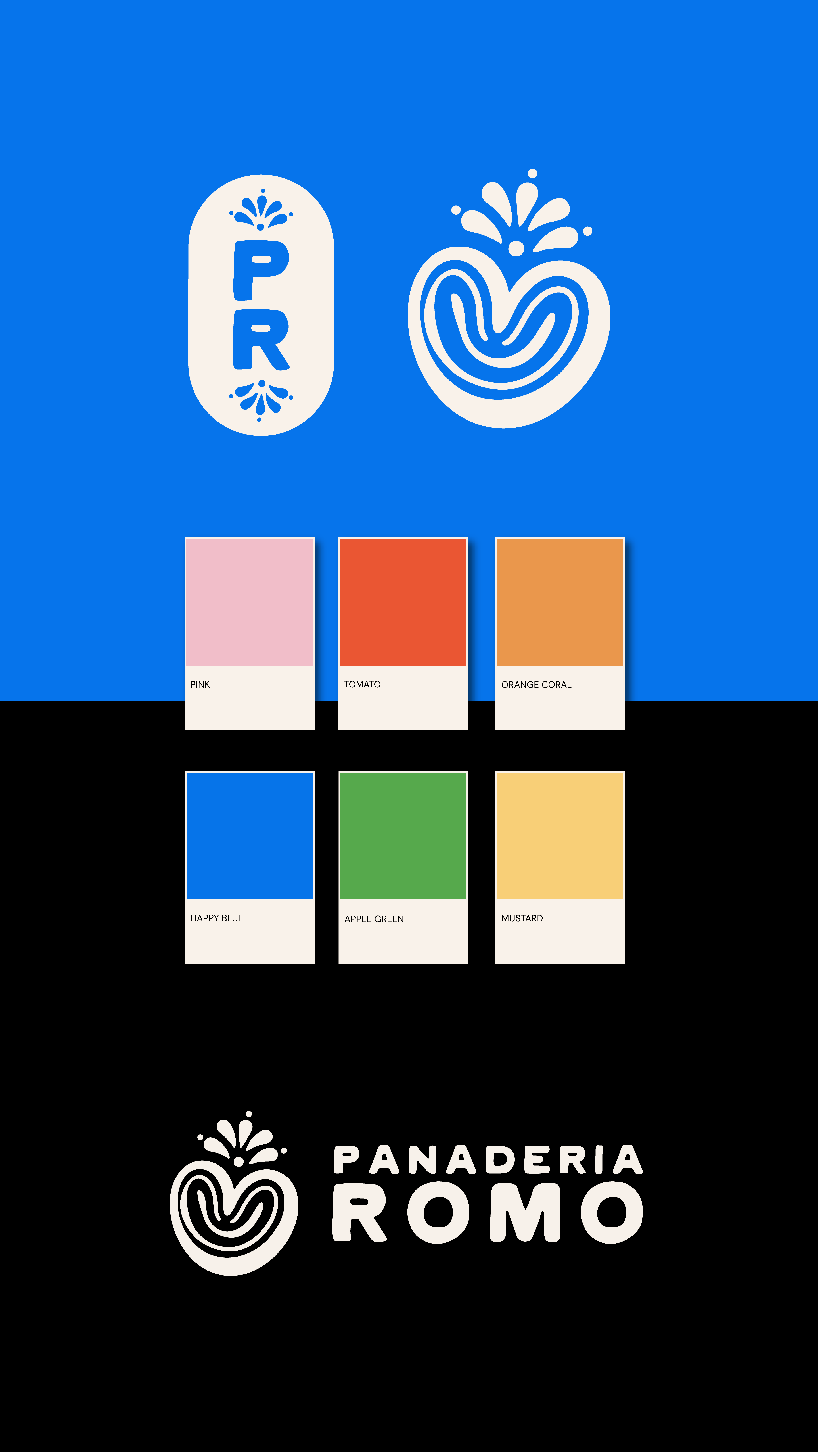 color palette and logos for panaderia romo