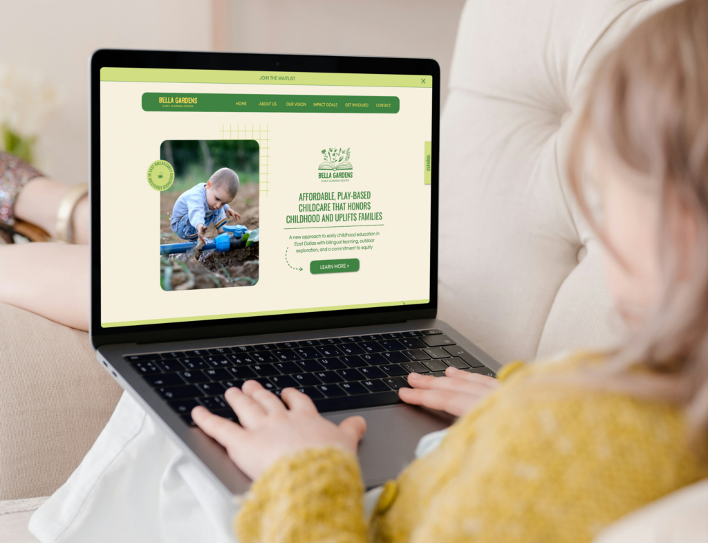 Homepage desktop mockup Bella Gardens Website Design