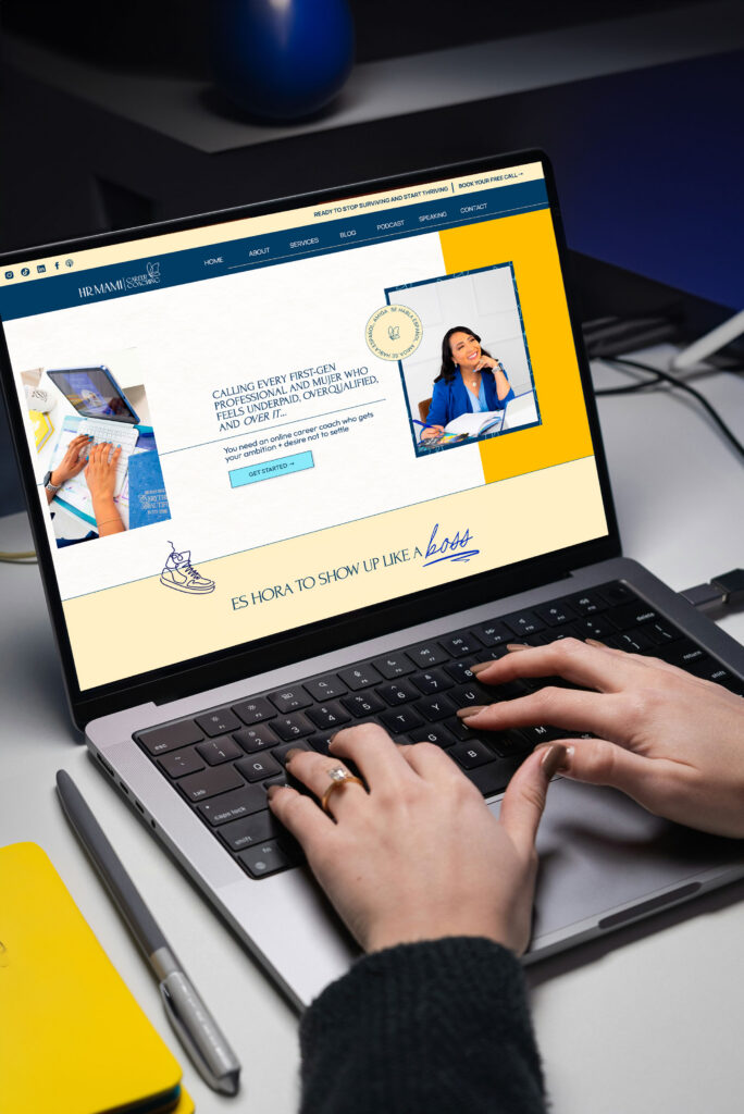 Small business owner working on a high-converting website with SEO and CRM integration.