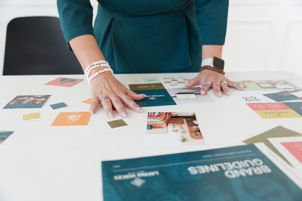 Creative brand strategy mood board featuring colors that evoke trust, connection, and premium experiences.