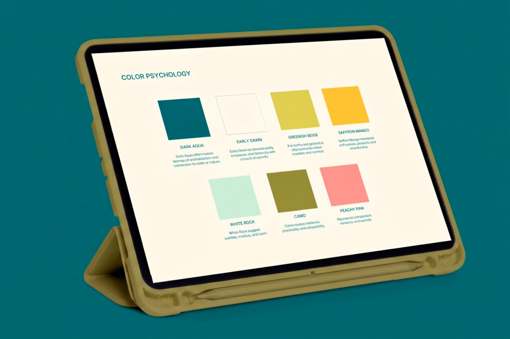 Brand color palette examples showing how color psychology influences luxury branding and customer perception.